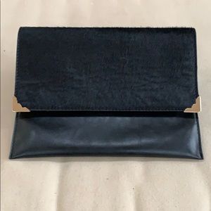 Black fur & leather bag